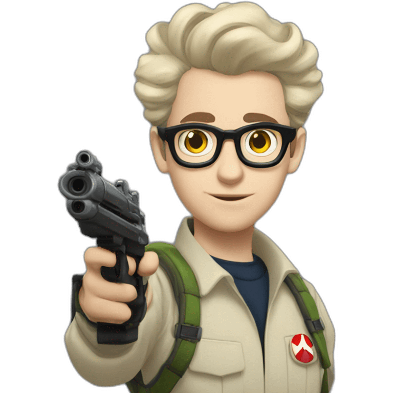 Egon Spangler ghostbusters young shooting a ghost emoji