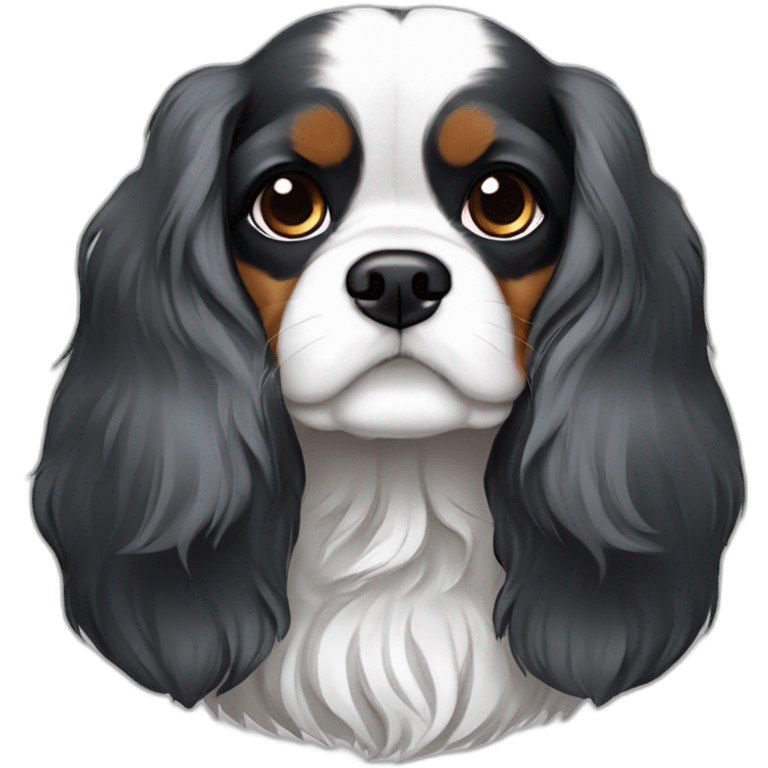 Chien cavalier king charles noir gris et blanc emoji