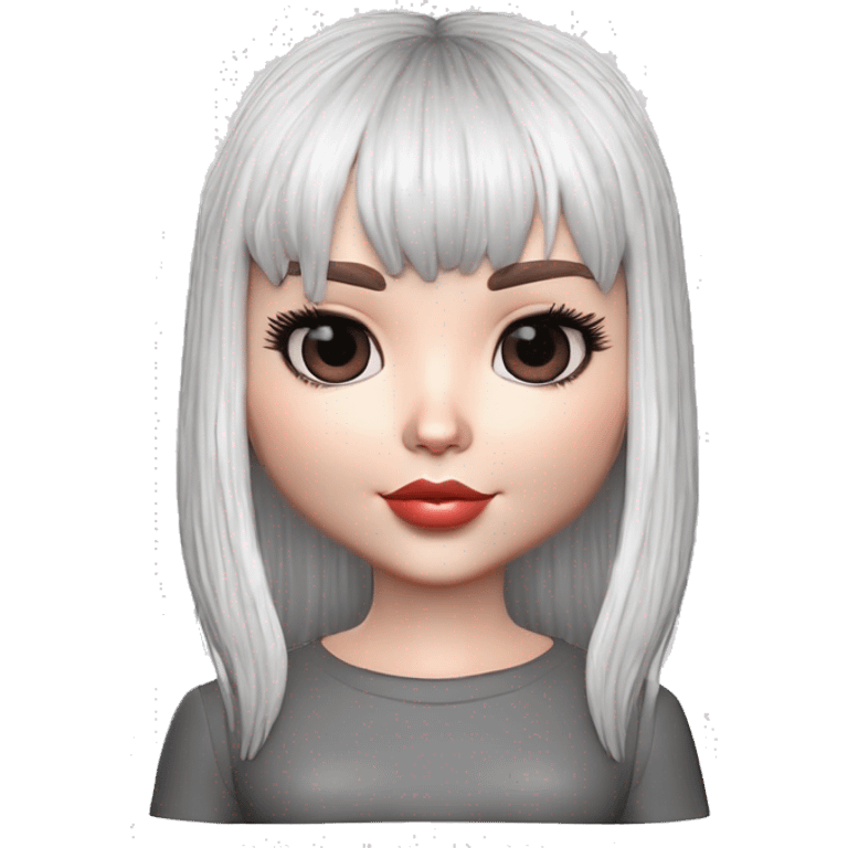 White girl with Black hair and bangs emoji