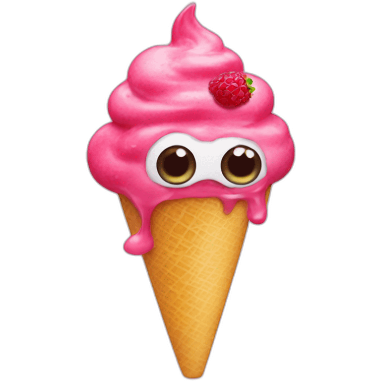 lemon raspberry gelato with eyes mouth nose   emoji