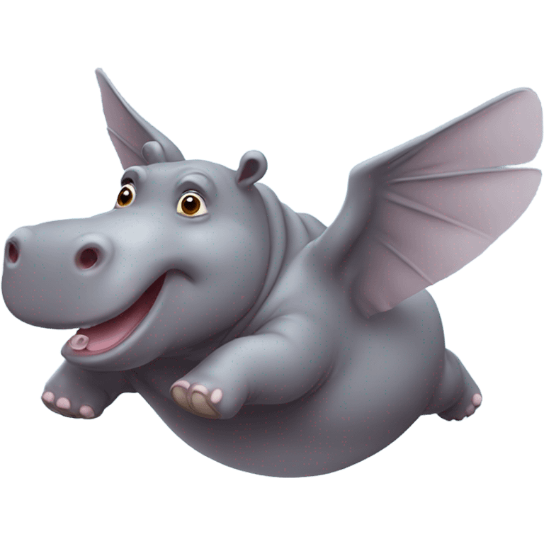 Flying hippo emoji