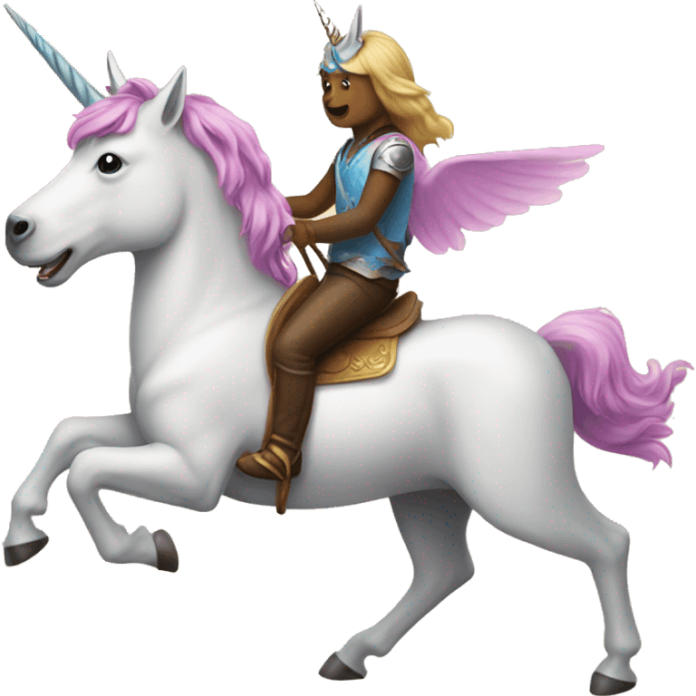 a dog riding a unicorn emoji