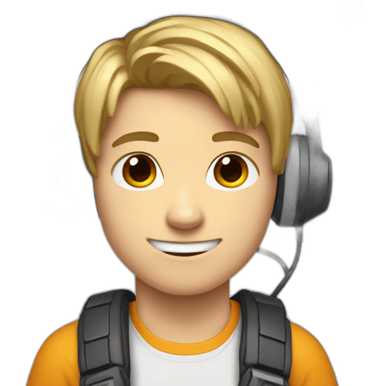 A 13-year-old white boy who is a gamer and has headphones on his ears emoji