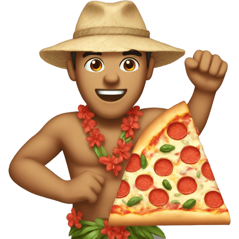 hawaiian with making pizza emoji