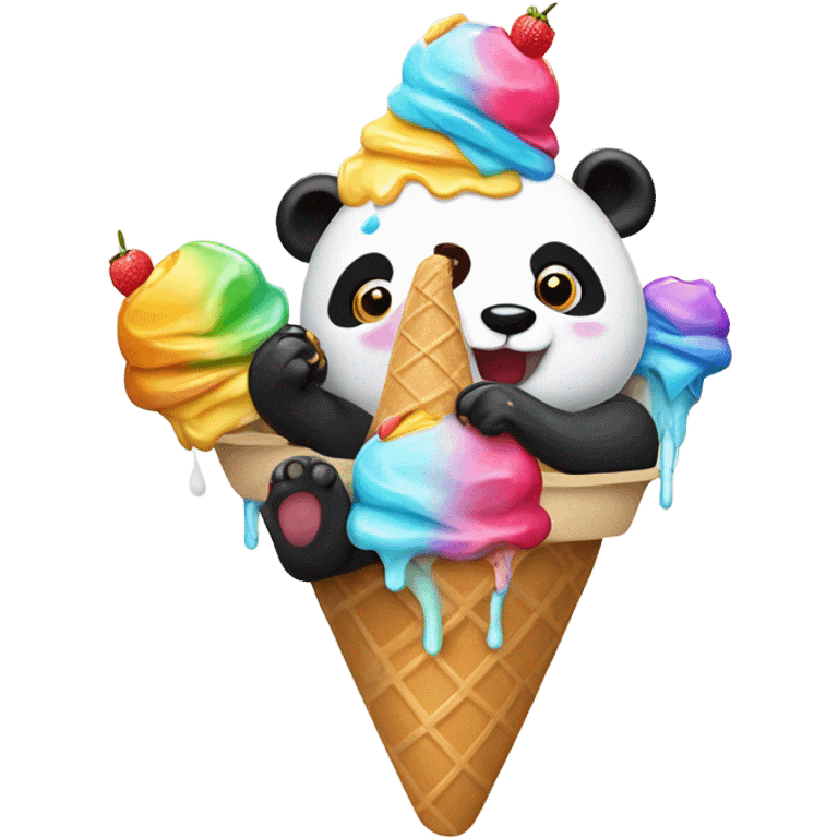 Panda eating ice cream emoji