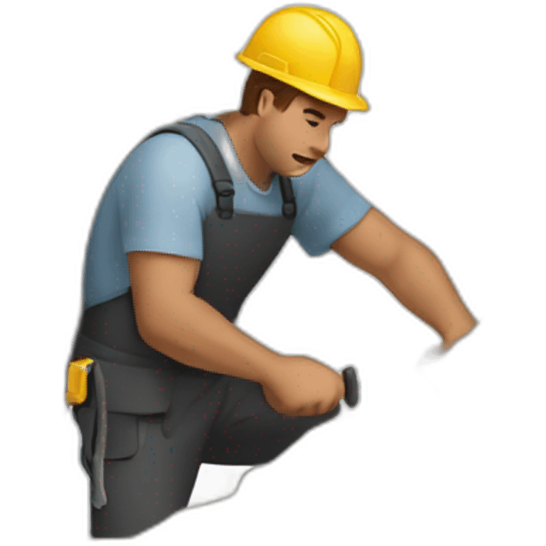 Man cutting a big rock emoji