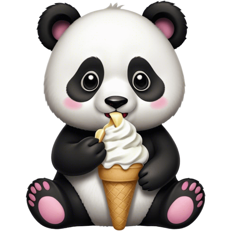 Panda eating ice cream emoji