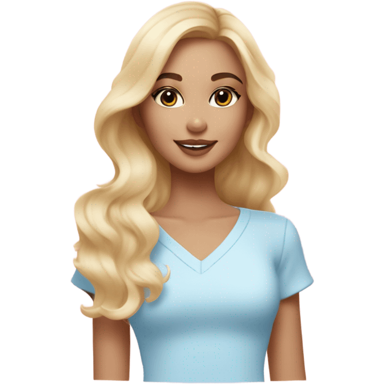 Make a girly, skincare coquette baby blue girl blonde emoji