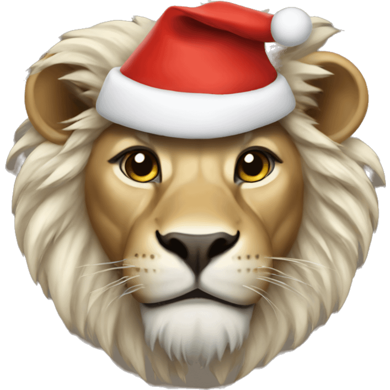 Lion wearing santa hat emoji