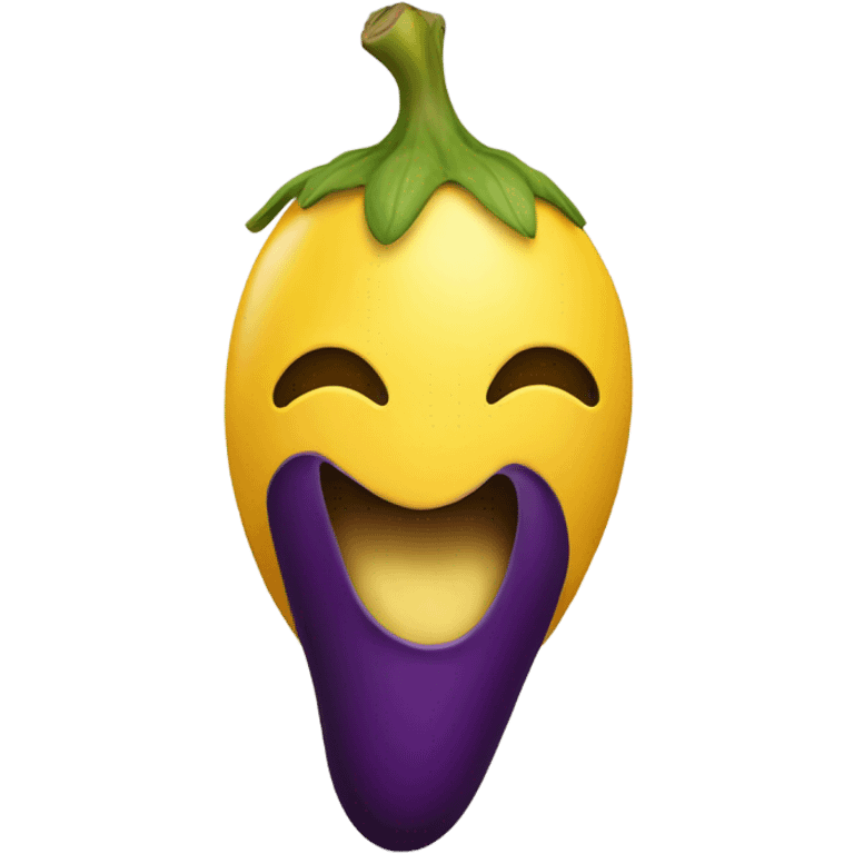 yellow person mouth on a yellow full eggplant with no leaf  emoji