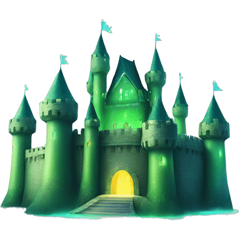 Green sparkling castle irradecent emoji