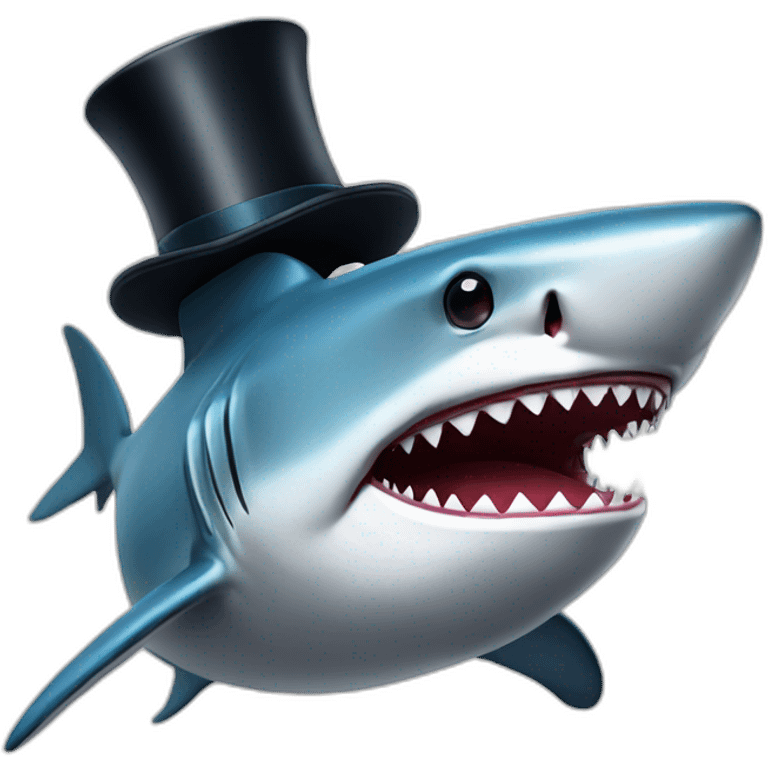 Shark with a top hat emoji