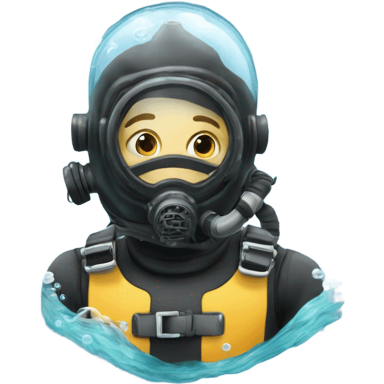 A person (🤿) in a diving suit and mask, with bubbles (💦) around them, representing underwater exploration. emoji