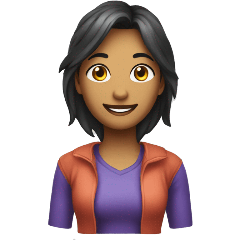 Uma rapariga a jogar um jogo num computador  emoji