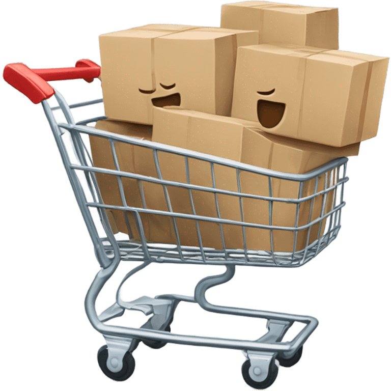 Online cart logo stuffed with boxes emoji