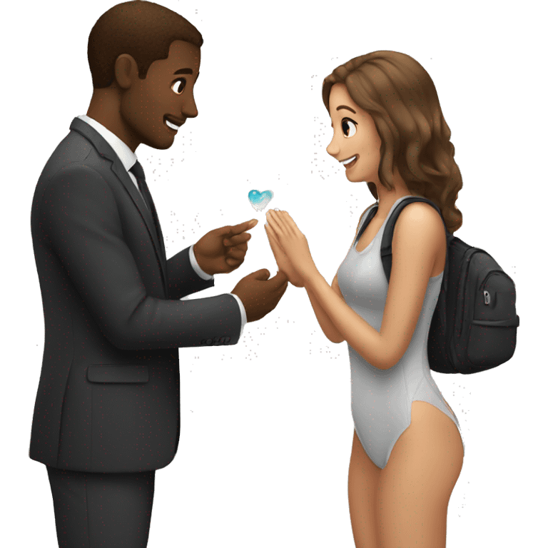 White man proposes to girl emoji