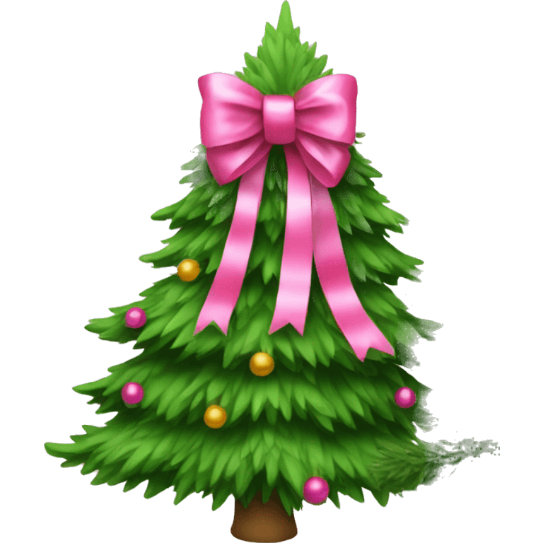 Christmas tree with pink bow emoji