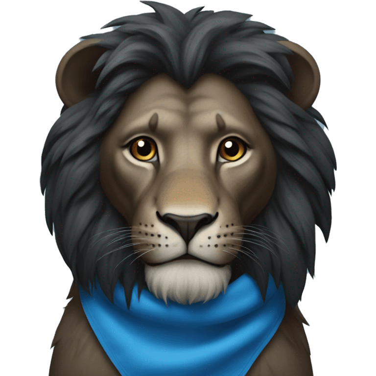 Black lion that looks like simba wearing a blue bandana  emoji