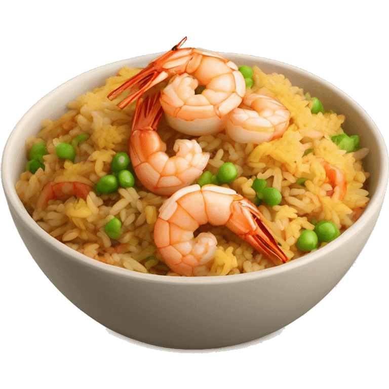 Spicy shrimp fried rice in a bowl emoji