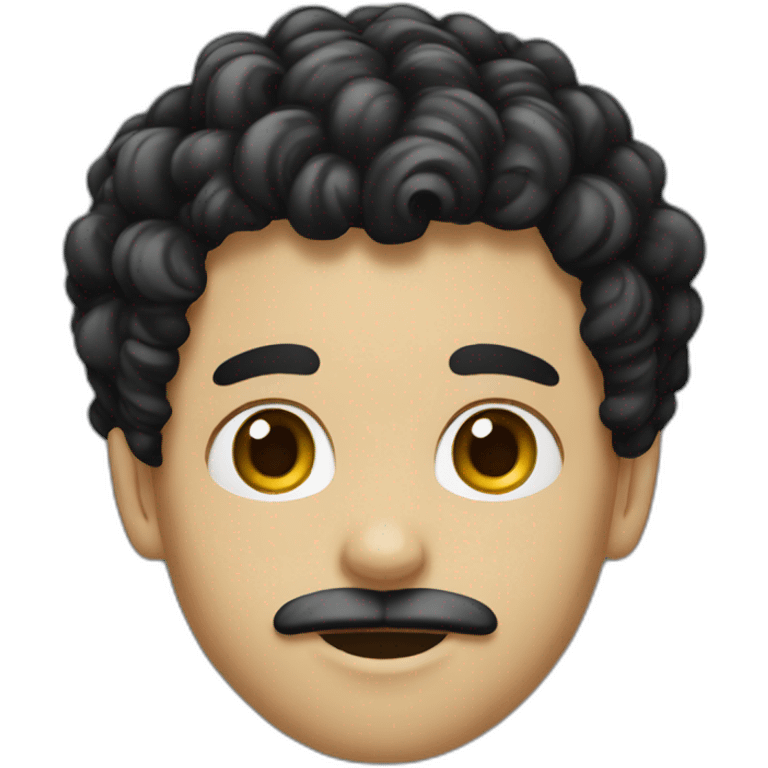 boy curly black hair mustache emoji