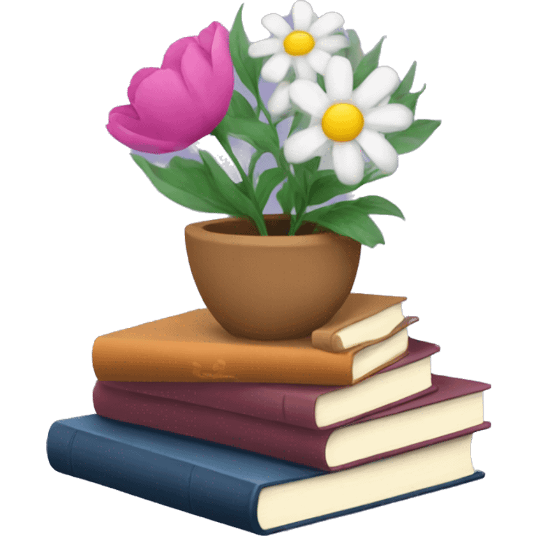 Books and flowers  emoji