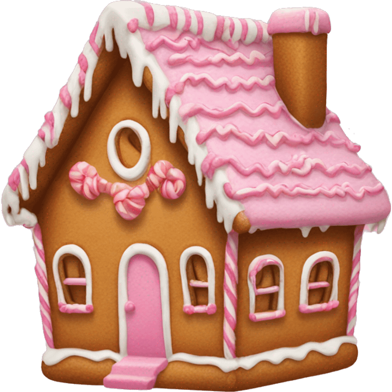 Gingerbread house with a pink bow  emoji