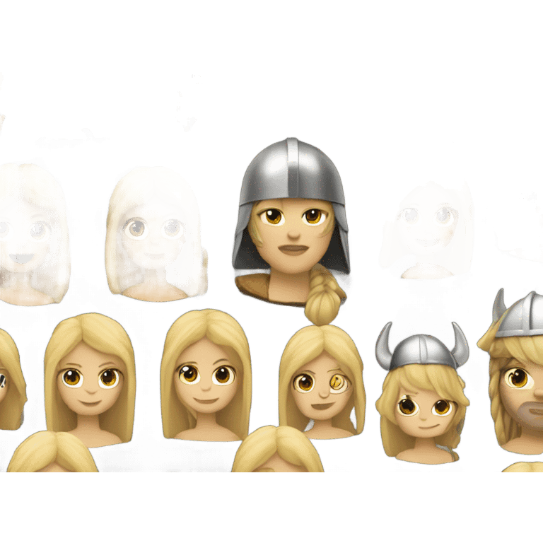 Blonde girl with ling hair and viking helmet emoji