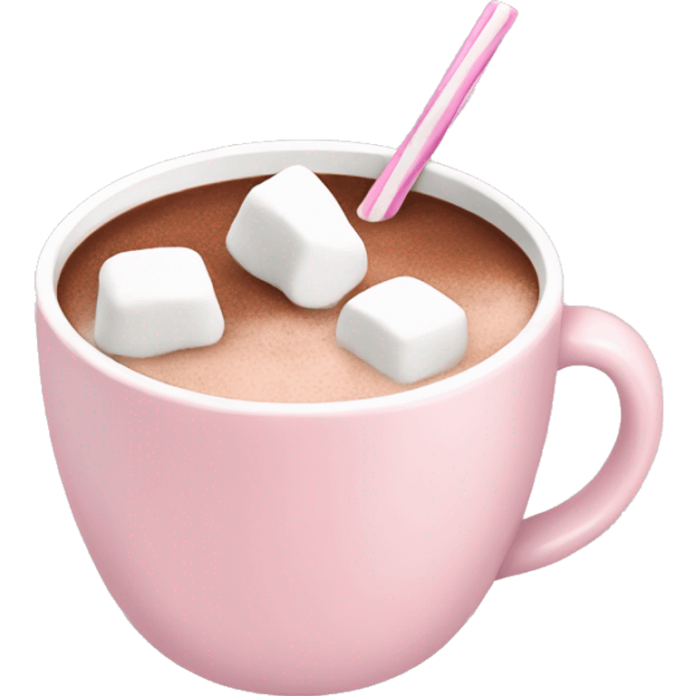 Light Pink mug of hot chocolate with marshmallows  emoji