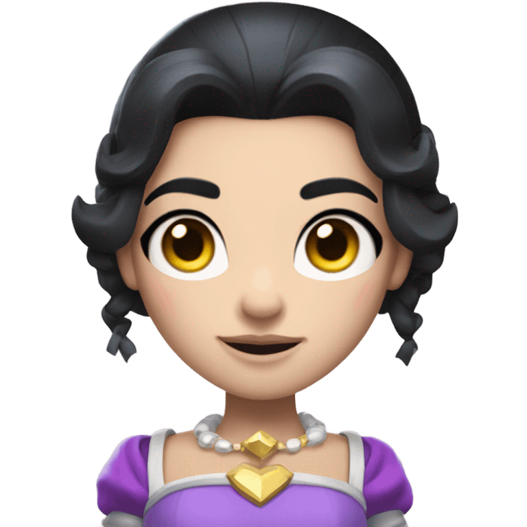 Clash royale the tower princess , white skin , black hair with bow and black crown emoji