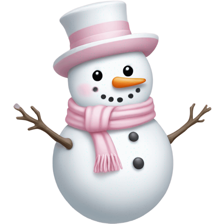 Cute white and light pink snowman emoji