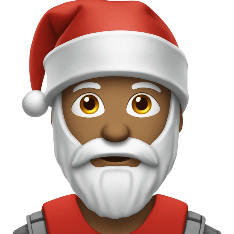 white spartan male wearing red santa hat emoji