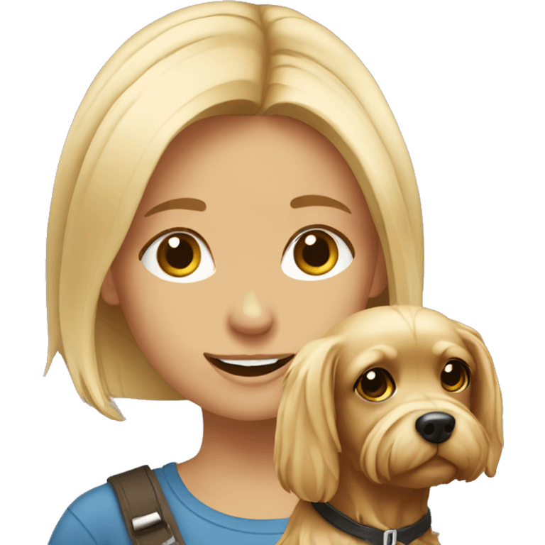 Blond girl with dog Yorkshire emoji