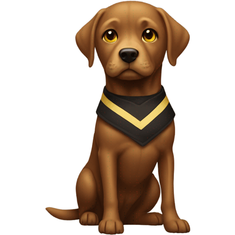 Donald trump with a brown lab dog with a white stripe on chest and yellow eyes  emoji