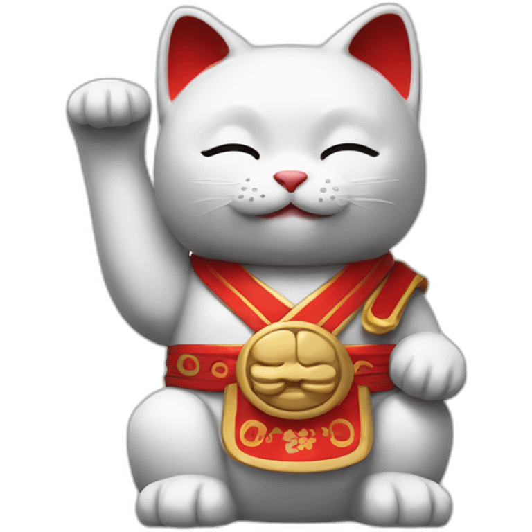 maneki neko with the arm straight and a red armband emoji