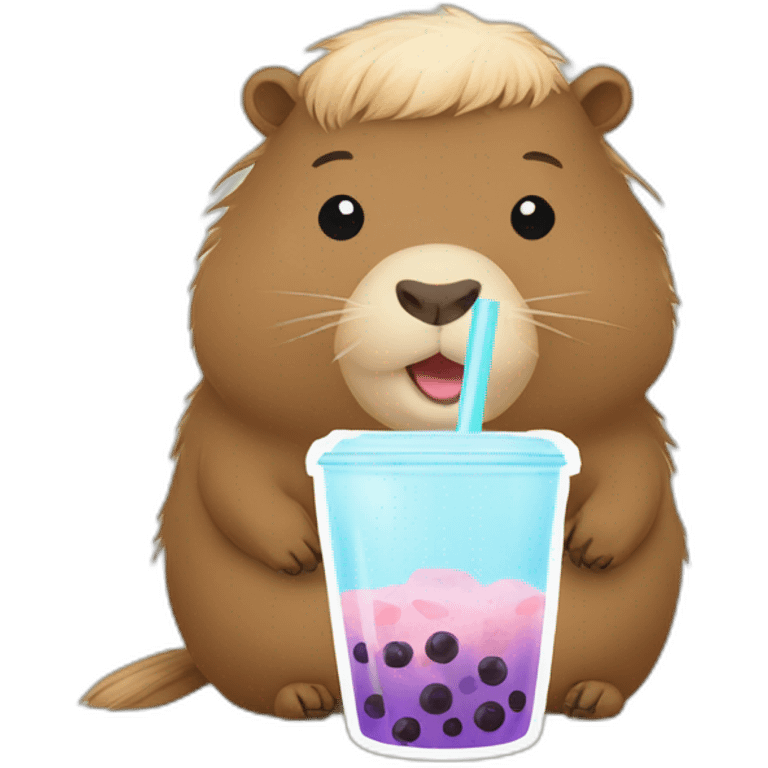 Capybara with bubble tea emoji