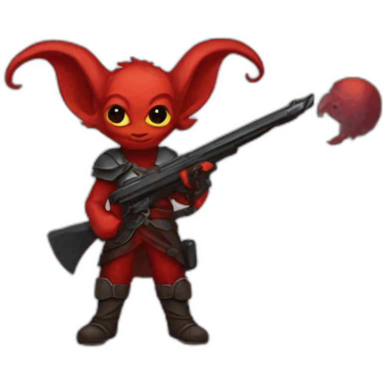 red teifling with psychic guns emoji