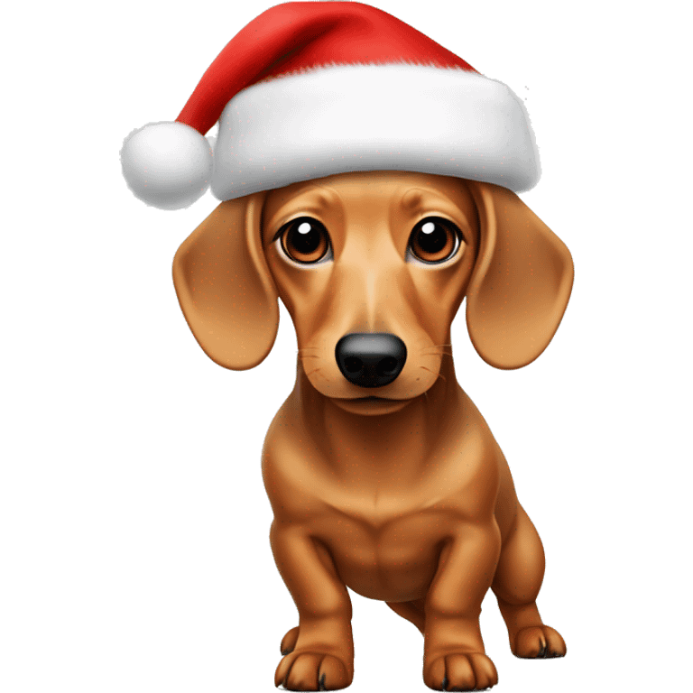 Blonde dachshund with a Santa hat on emoji