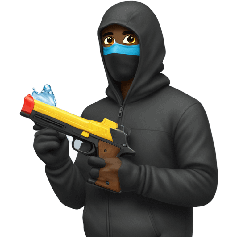 man with ski mask and water gun emoji