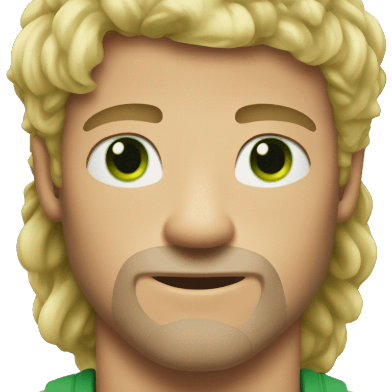 Man with blonde hair green eyes and huge muscles emoji