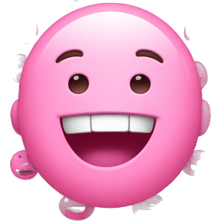 Laughing emoji with cute pink details  emoji