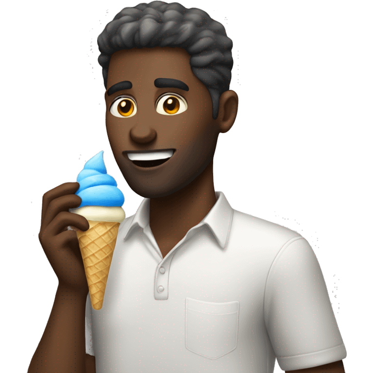 white man eating vanilla and blue ice cream emoji