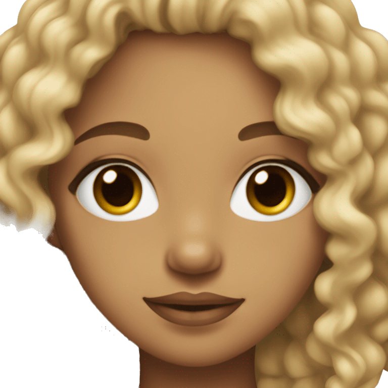 biracial girl with curly blonde hair full lips and small nose and almond shpaed bronw eyes emoji