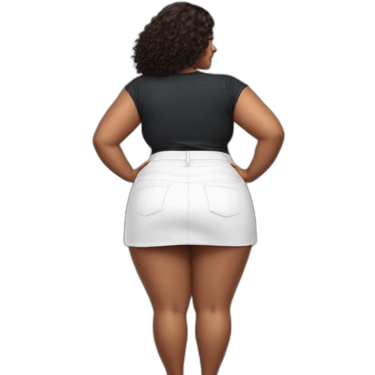 full-body-curvy-beauty-in-a-short-wide-skirt-hurricane-white-knickers rear view emoji