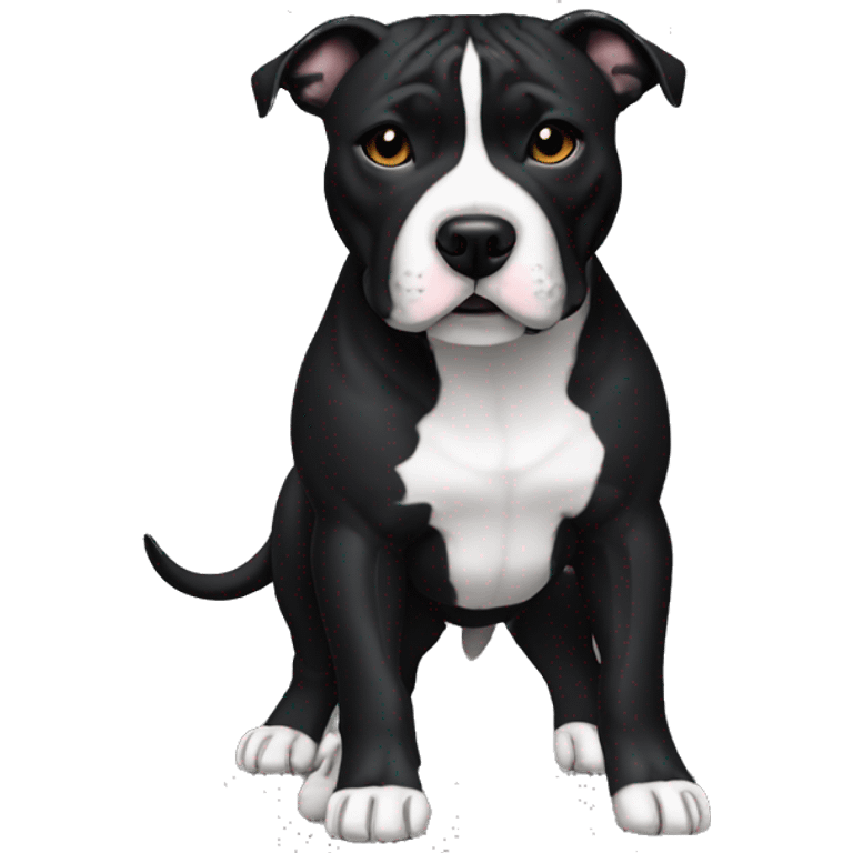 staffordshire bull terrier all black with body emoji