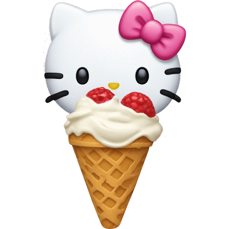 hello kitty eating ice cream emoji