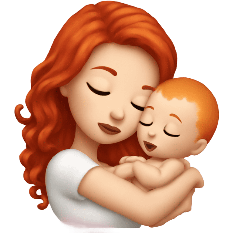 Red head kissing baby emoji