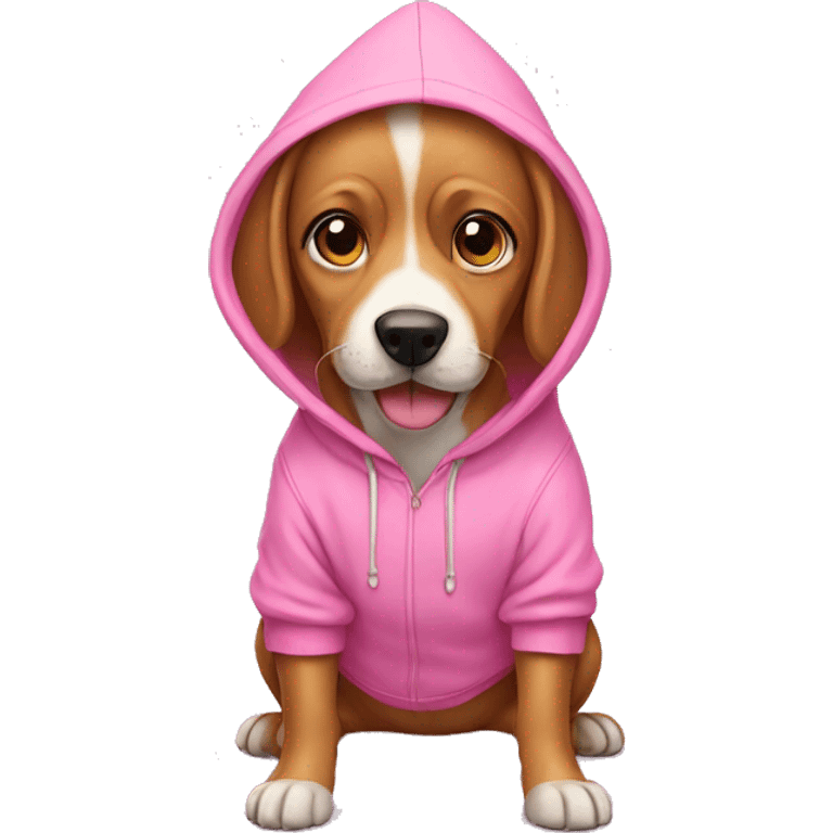 Dog wearing pink hoodie  emoji