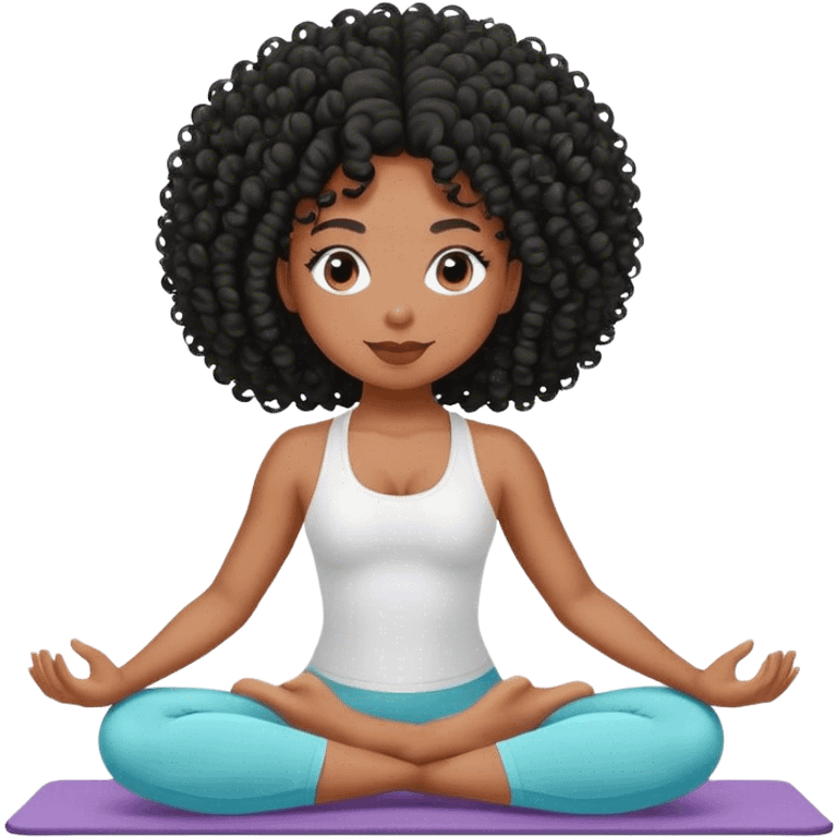 Black girl with curly hair doing Pilates  emoji