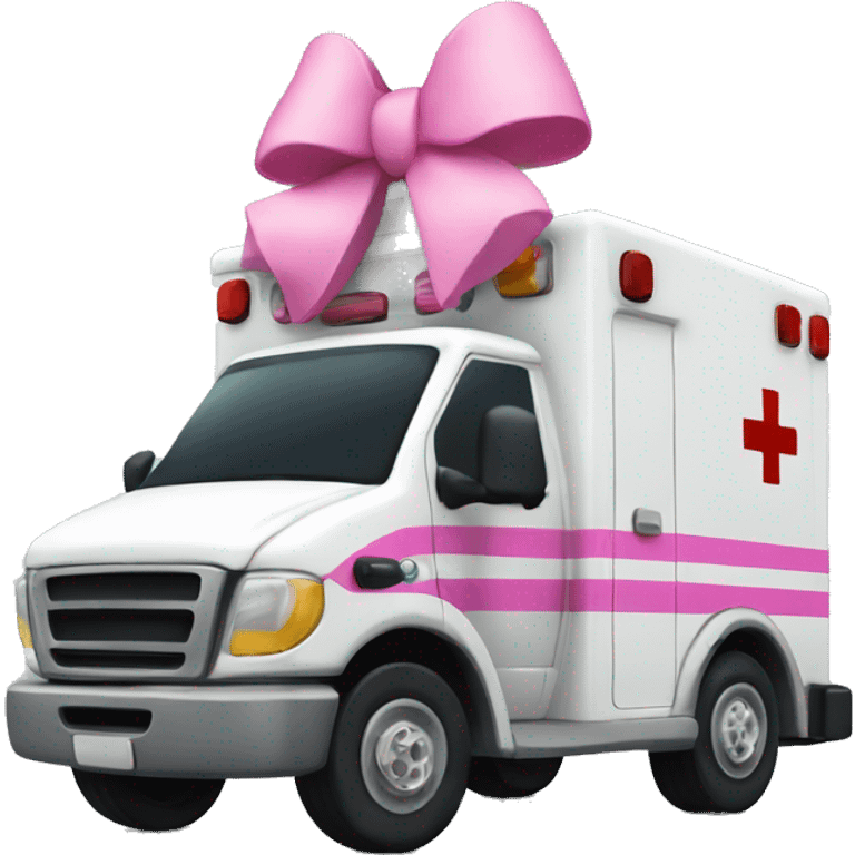 Ambulance with a pink bow on top emoji