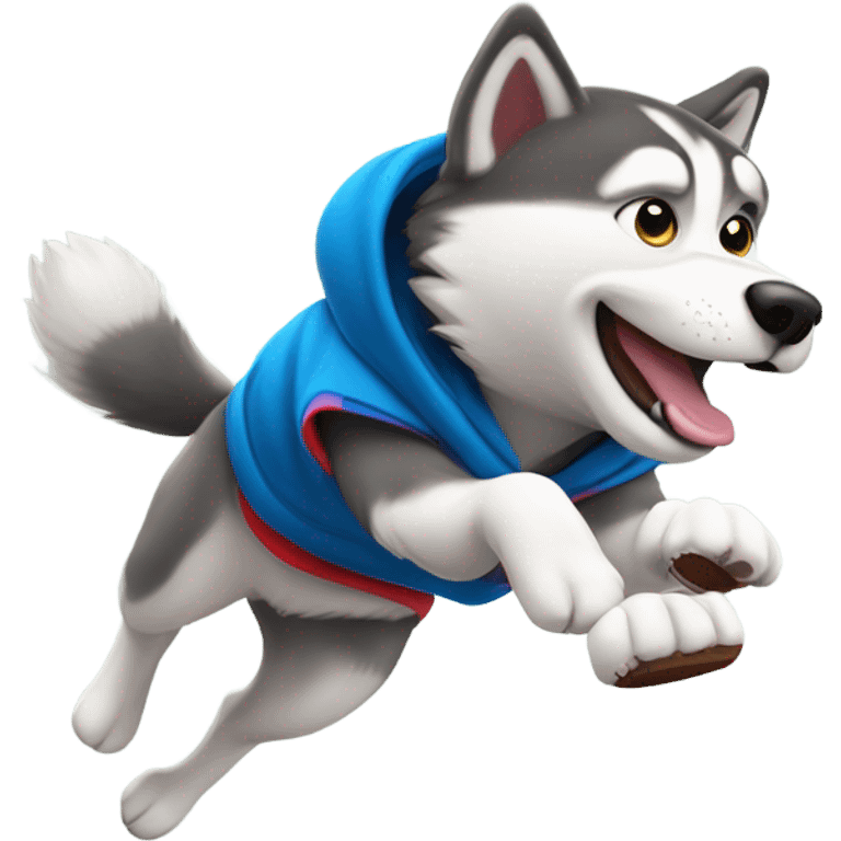 Husky wearing a hoody scoring a touchdown  emoji